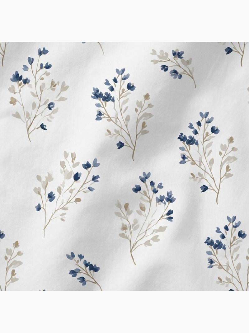 Parure de housse de couette 100% coton motif floral, taie d'oreiller incluse - Gamusi Blanc - Kiabi