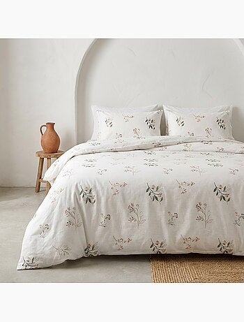 Parure de housse de couette 100% coton motif floral, taie d'oreiller incluse - Gamusi