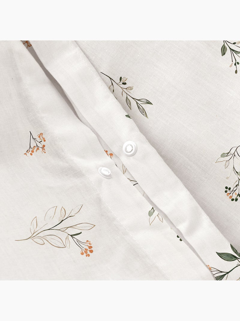 Parure de housse de couette 100% coton motif floral, taie d'oreiller incluse - Gamusi Blanc - Kiabi