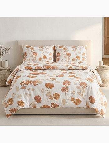 Parure de housse de couette 100% coton motif floral, taie d'oreiller incluse - Gamusi