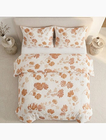 Parure de housse de couette 100% coton motif floral, taie d'oreiller incluse - Gamusi