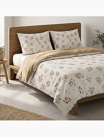 Parure de housse de couette 100% coton motif floral, taie d'oreiller incluse - Gamusi