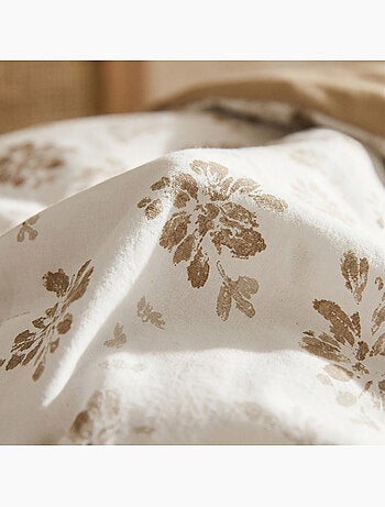 Parure de housse de couette 100% coton motif floral, taie d'oreiller incluse - Gamusi