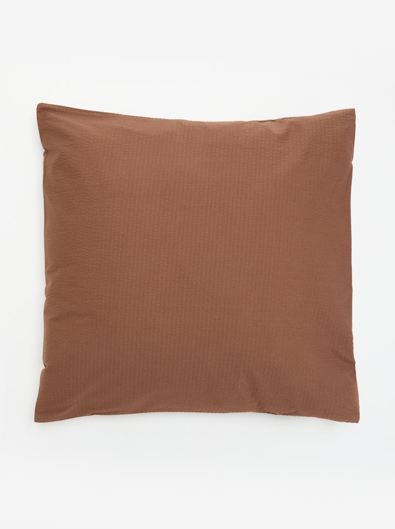 Parure de lit 1 personne - 140 x 200 cm en seersucker Marron - Kiabi
