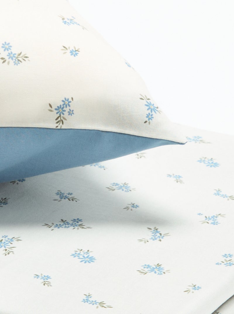 Parure de lit 1 personne (140 x 200 cm) en coton Bleu - Kiabi