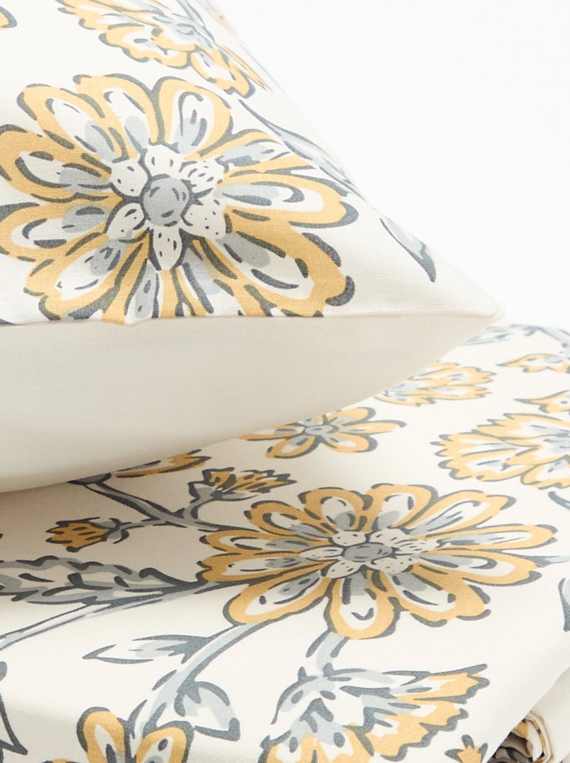 Parure de lit 1 personne (140 x 200 cm) en coton Jaune - Kiabi