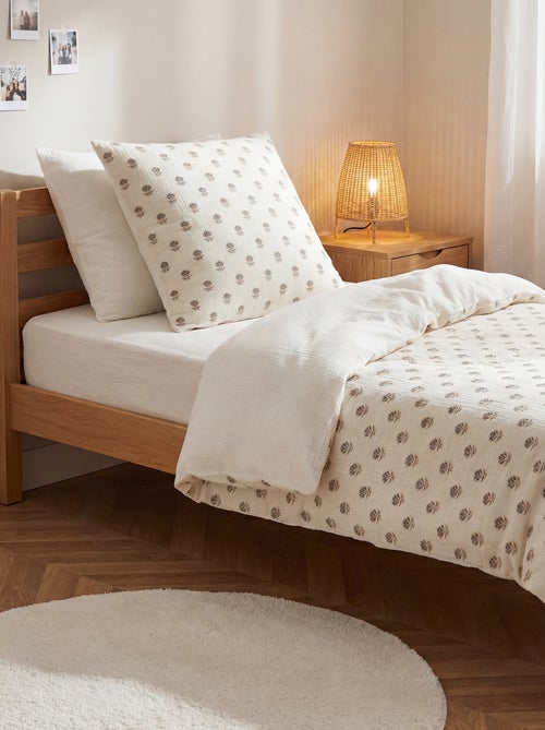 Parure de lit 1 personne 140 x 200 cm en gaze de coton - Kiabi