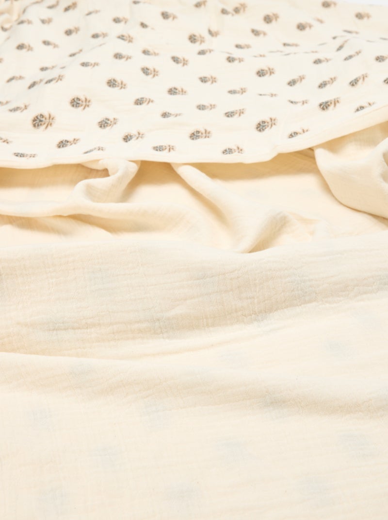 Parure de lit 1 personne 140 x 200 cm en gaze de coton Jaune - Kiabi