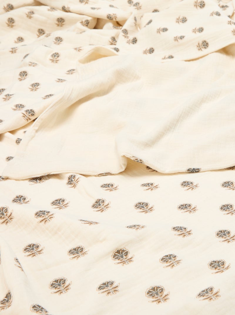 Parure de lit 1 personne 140 x 200 cm en gaze de coton Jaune - Kiabi