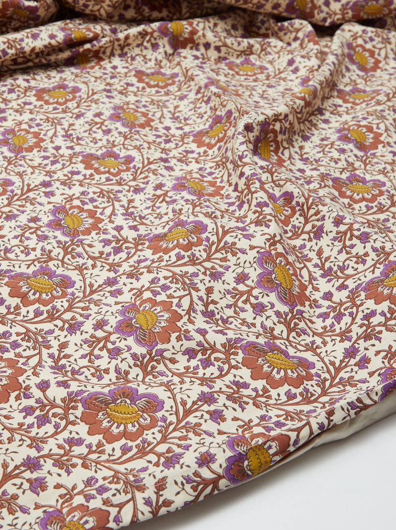 Parure de lit 1 personne (140 x 200cm) en coton 57 fils - Kiabi Home Beige fleuri - Kiabi