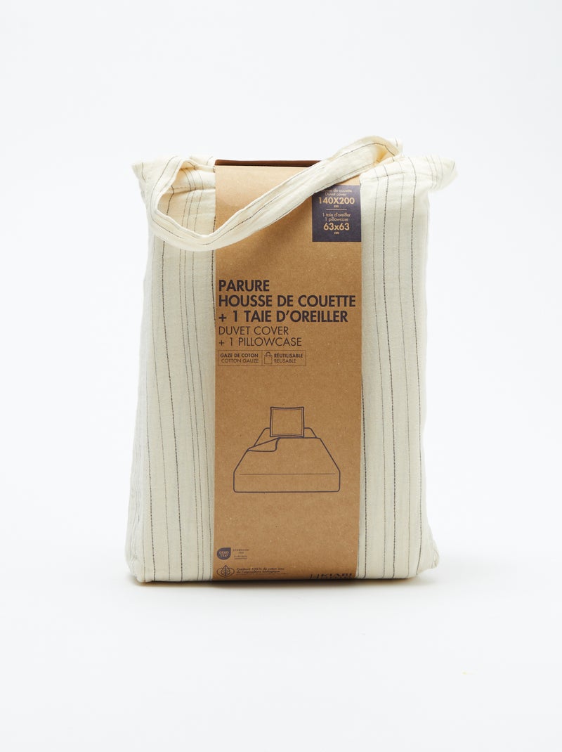 Parure de lit 1 personne (140 x 200cm) en gaze de coton - Kiabi Home Beige - Kiabi