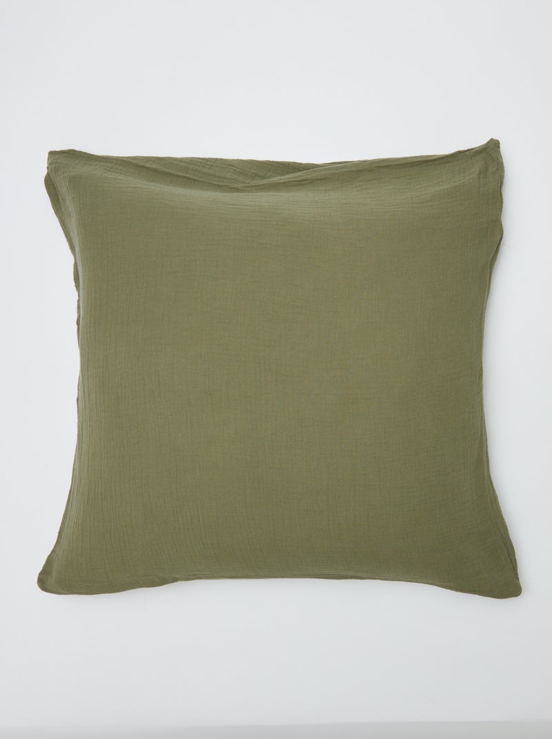 Parure de lit 1 personne (140 x 200cm) en gaze de coton - Kiabi Home Vert kaki - Kiabi