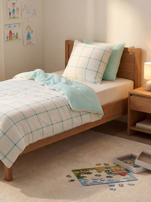 Parure de lit 1 personne 140 x 200cm en gaze de coton - Kiabi Parure de lit 1 personne 140 x 200cm en gaze de coton - Kiabi