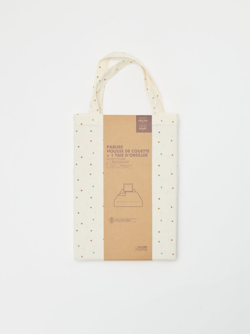 Parure de lit 1 personne 140x200 cm en coton Beige - Kiabi