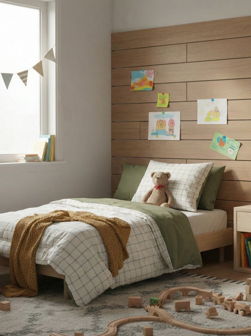 Parure de lit 1 personne 140x200 cm en coton Blanc/gris - Kiabi