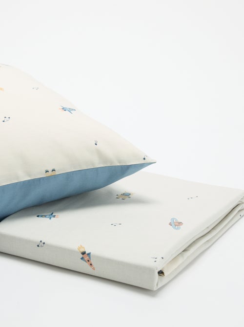 Parure de lit 1 personne 140x200 cm en coton - Kiabi Parure de lit 1 personne 140x200 cm en coton - Kiabi