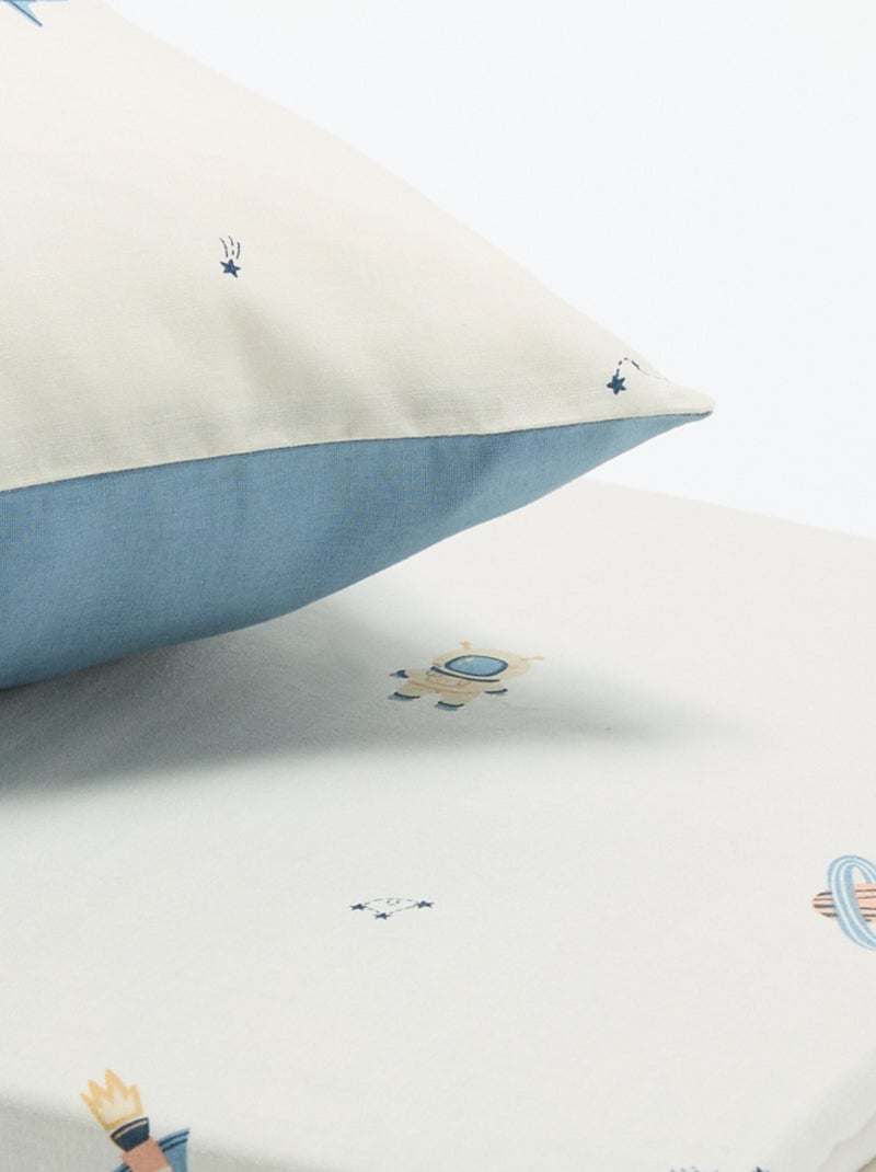 Parure de lit 1 personne 140x200 cm en coton Bleu - Kiabi