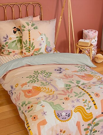 Parure de lit 1 personne 2 pièces : housse de couette + taie d'oreiller