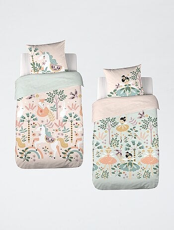 Parure de lit 1 personne 2 pièces : housse de couette + taie d'oreiller