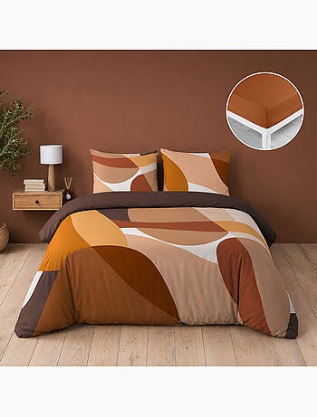 Parure de lit 100% coton 42 fils boogie + drap housse 160 x 200 cm