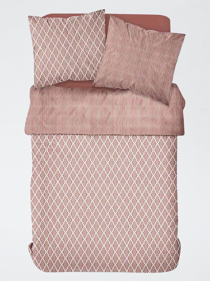 Parure de lit 2 personnes - 240x220cm Rose - Kiabi