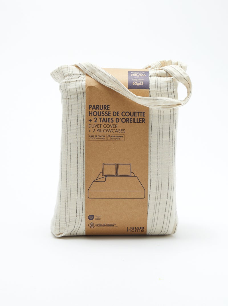 Parure de lit 2 personnes (200x200 cm) en gaze de coton - Kiabi Home Beige - Kiabi