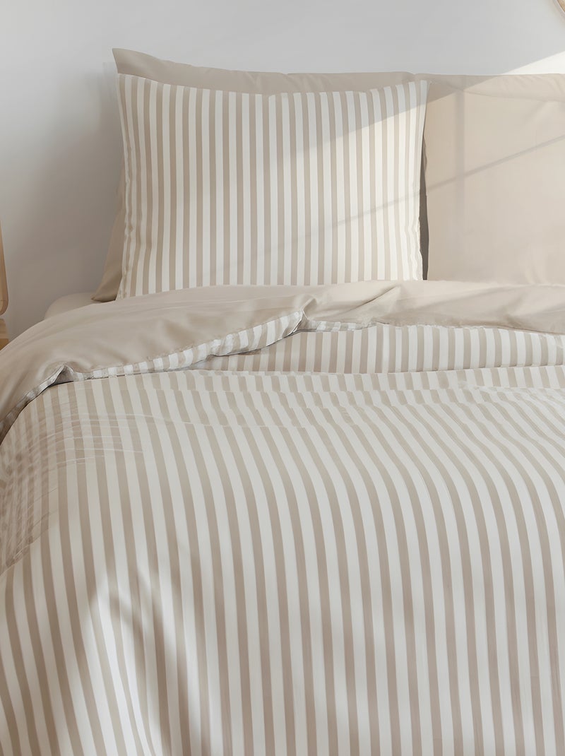 Parure de lit 2 personnes (240 x 220 cm ou 260 x 240 cm) - 1 housse de couette + 2 oreillers Beige - Kiabi