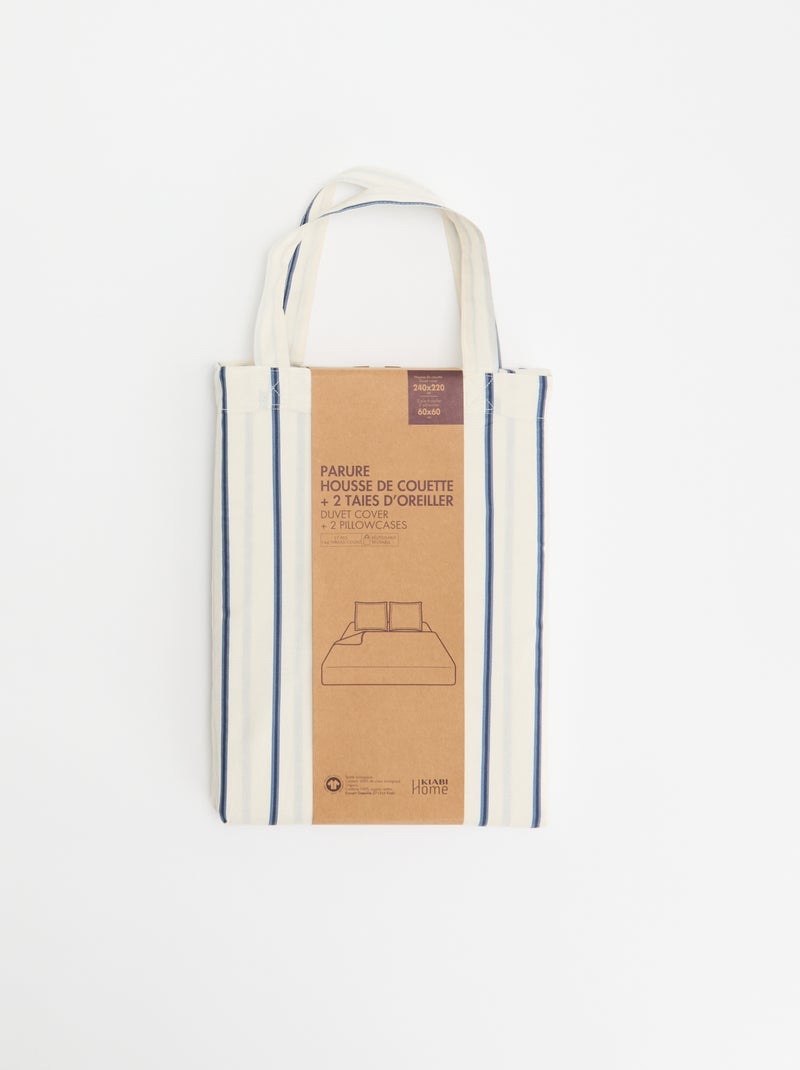 Parure de lit 2 personnes (240 x 220cm) en coton - Kiabi Home Bleu - Kiabi