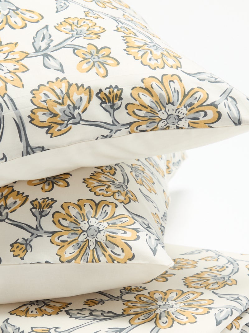 Parure de lit 2 personnes (240 x 220cm) en coton Jaune - Kiabi