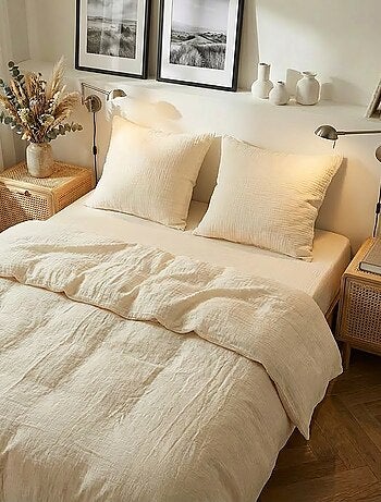 Parure de lit 2 personnes (240 x 220cm) en gaze de coton - Kiabi Home