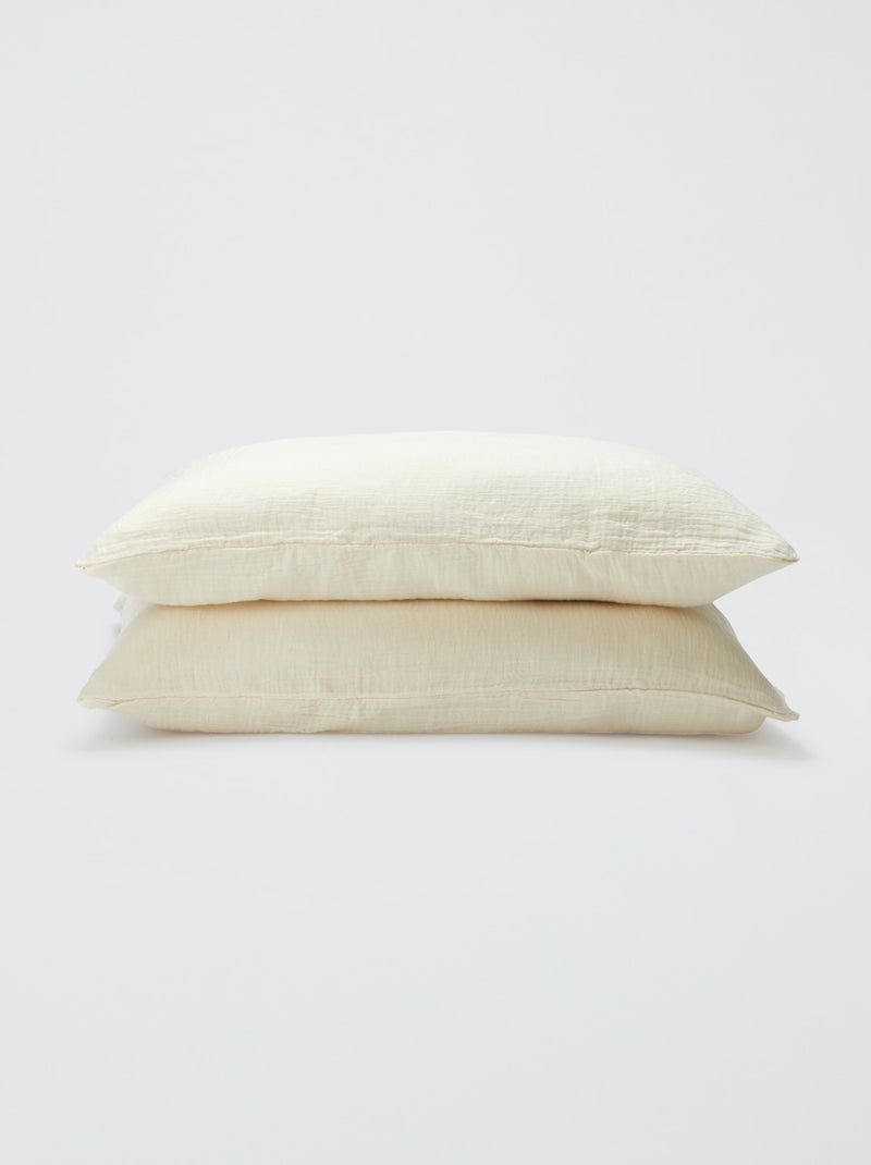 Parure de lit 2 personnes (240 x 220cm) en gaze de coton - Kiabi Home Blanc cassé - Kiabi
