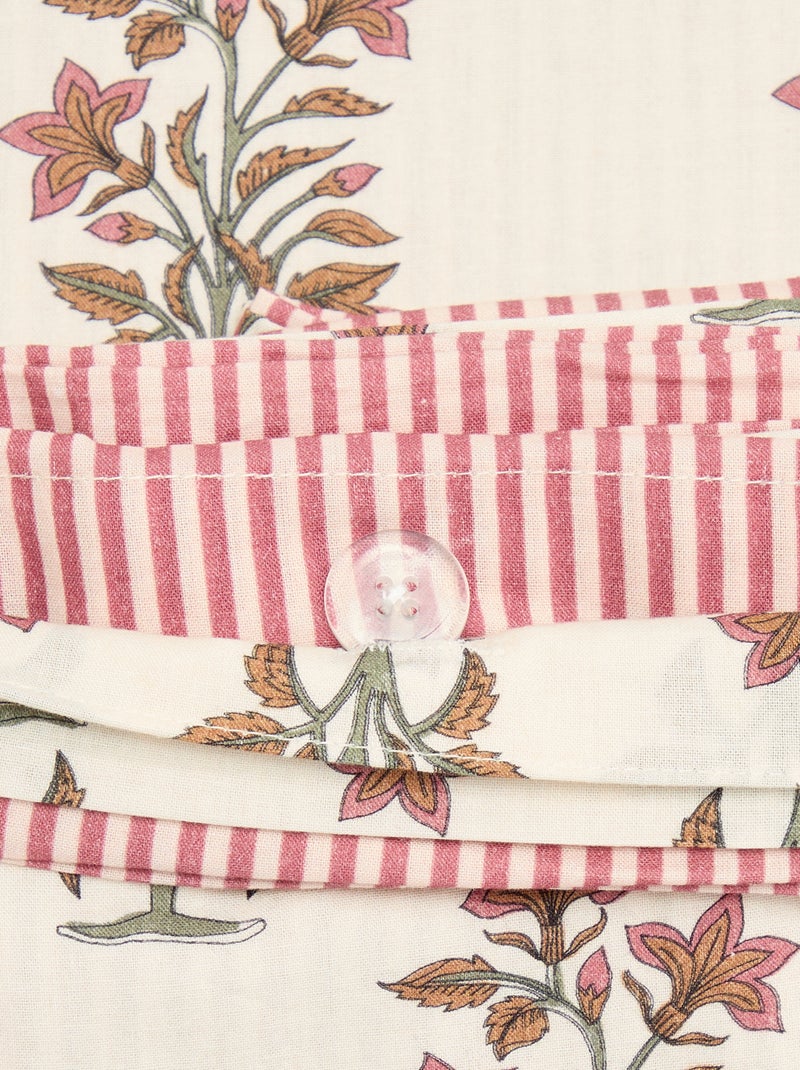 Parure de lit 2 personnes 260x240 cm en coton Rose - Kiabi
