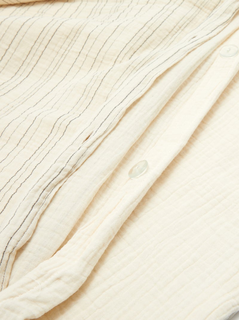 Parure de lit 2 personnes (260x240cm) en gaze de coton - Kiabi Home Beige rayé - Kiabi