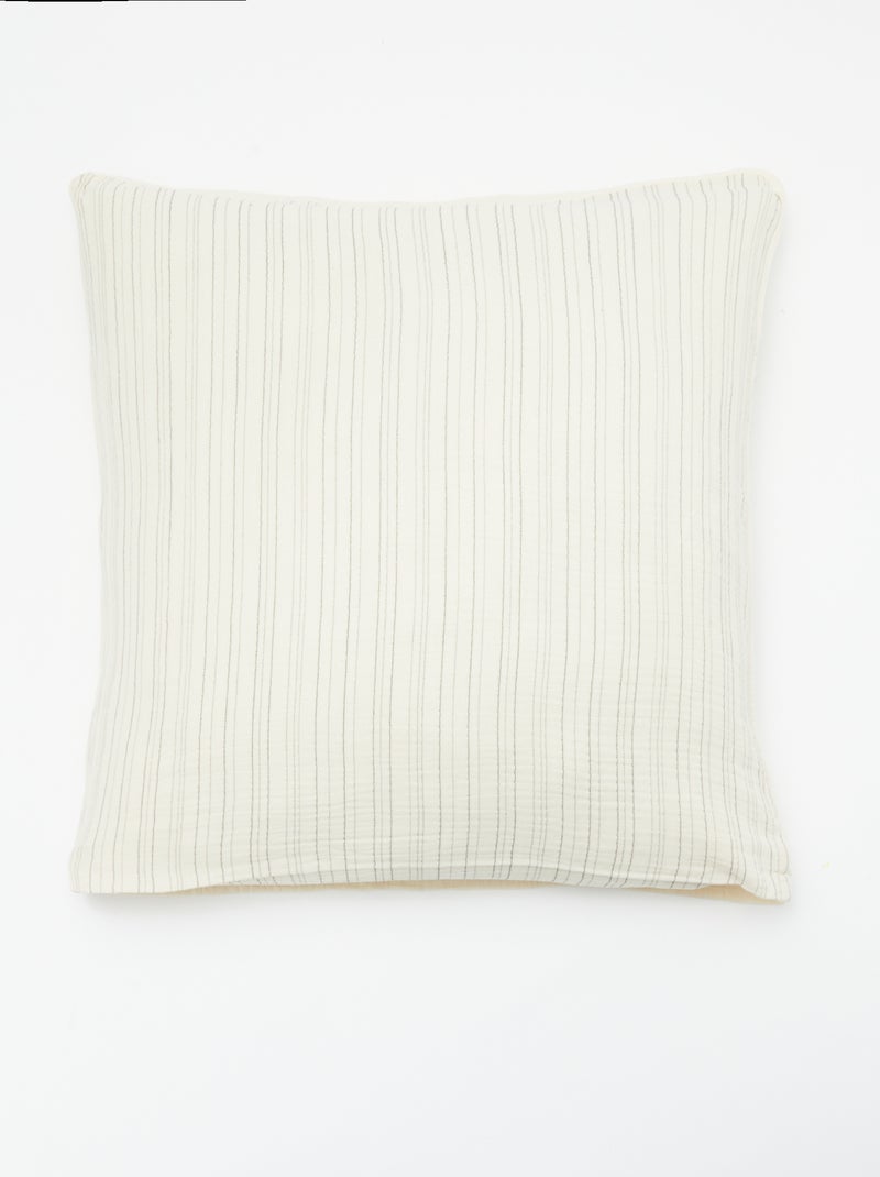 Parure de lit 2 personnes (260x240cm) en gaze de coton - Kiabi Home Beige rayé - Kiabi
