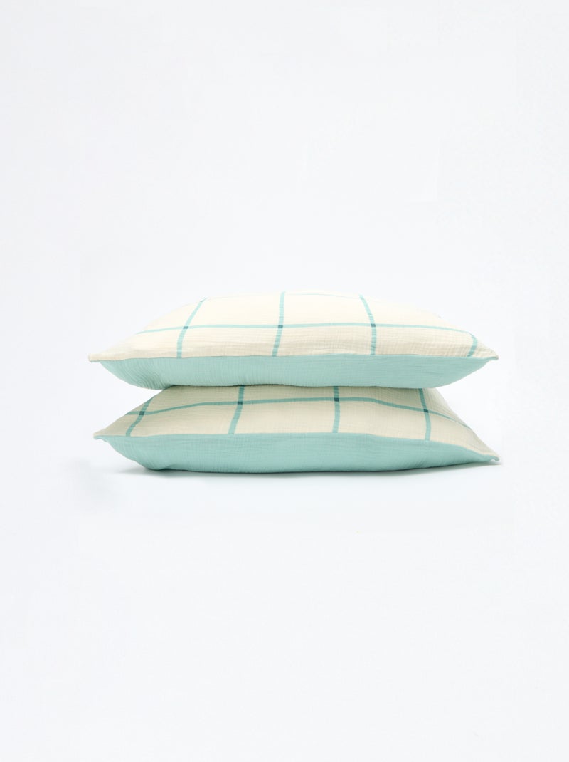 Parure de lit 2 personnes (260x240cm) en gaze de coton - Kiabi Home Bleu - Kiabi