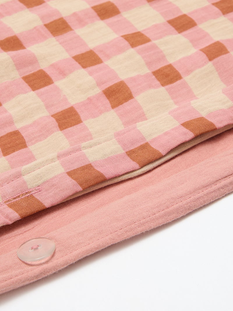 Parure de lit 2 personnes (260x240cm) en gaze de coton - Kiabi Home Rose - Kiabi