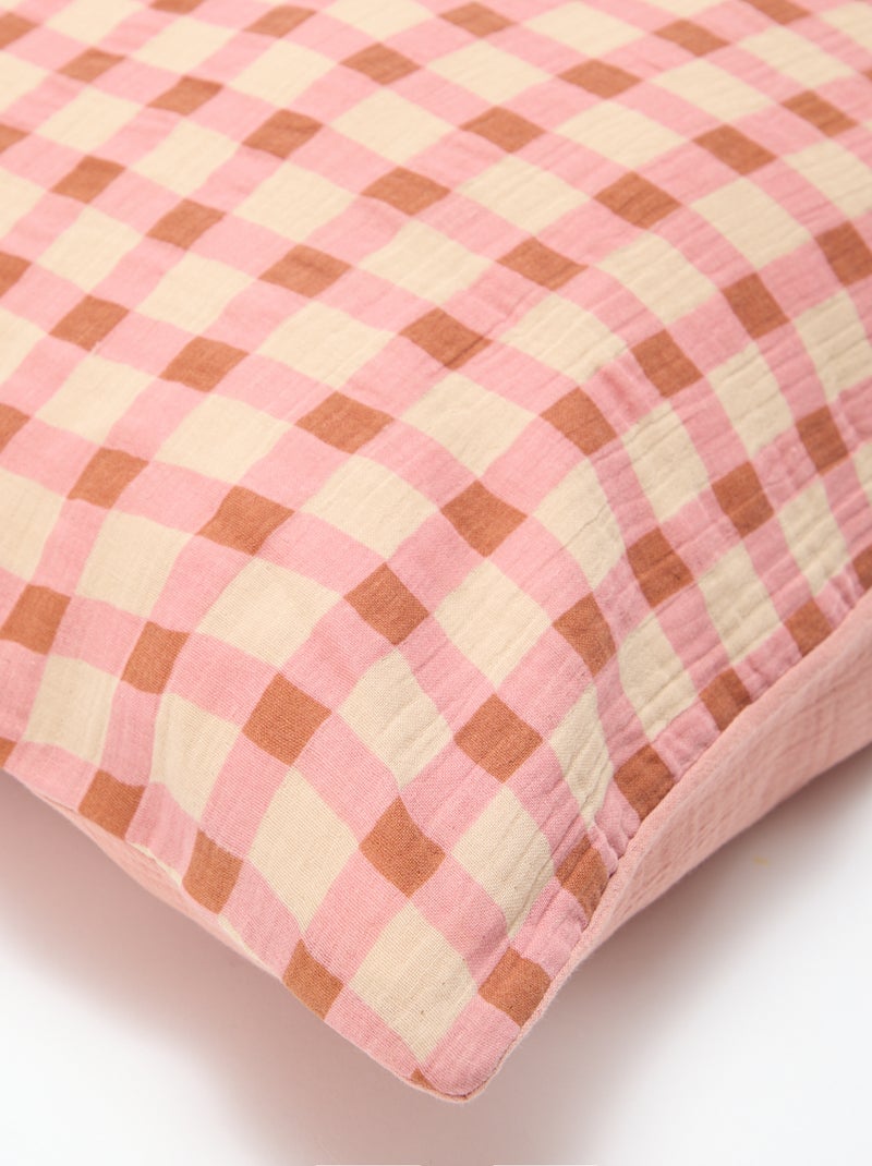 Parure de lit 2 personnes (260x240cm) en gaze de coton - Kiabi Home Rose - Kiabi