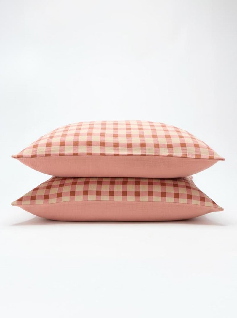 Parure de lit 2 personnes (260x240cm) en gaze de coton - Kiabi Home Rose - Kiabi