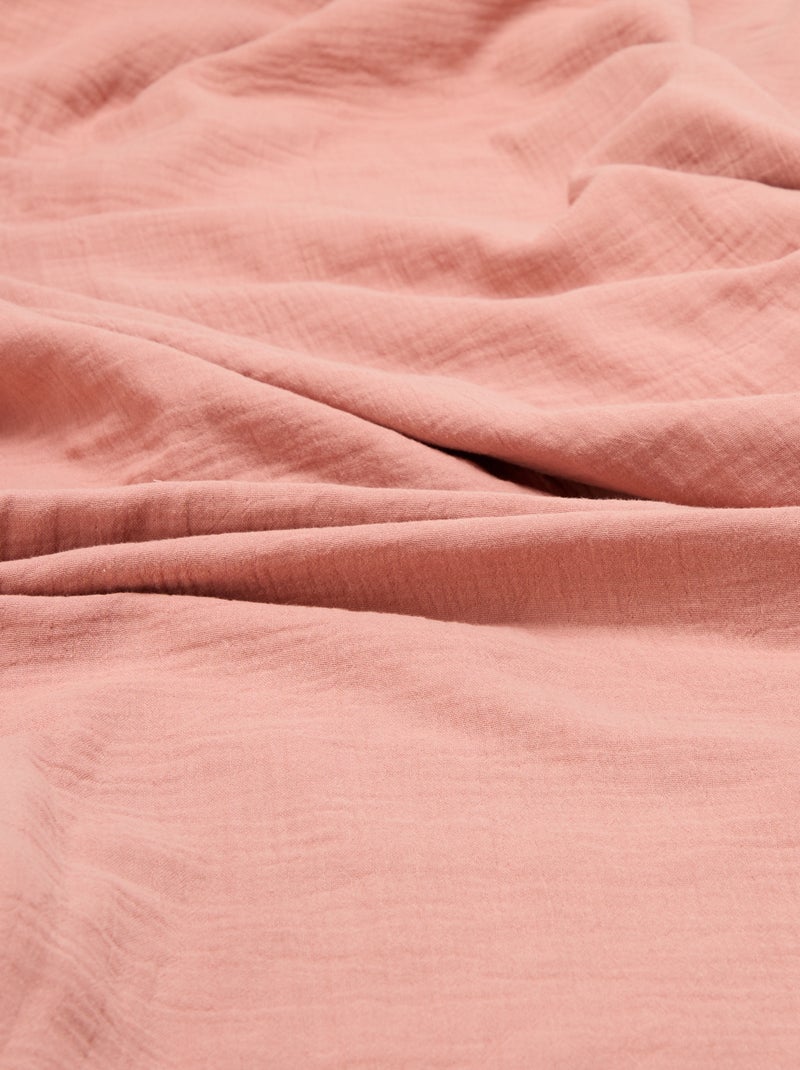 Parure de lit 2 personnes (260x240cm) en gaze de coton - Kiabi Home Rose - Kiabi