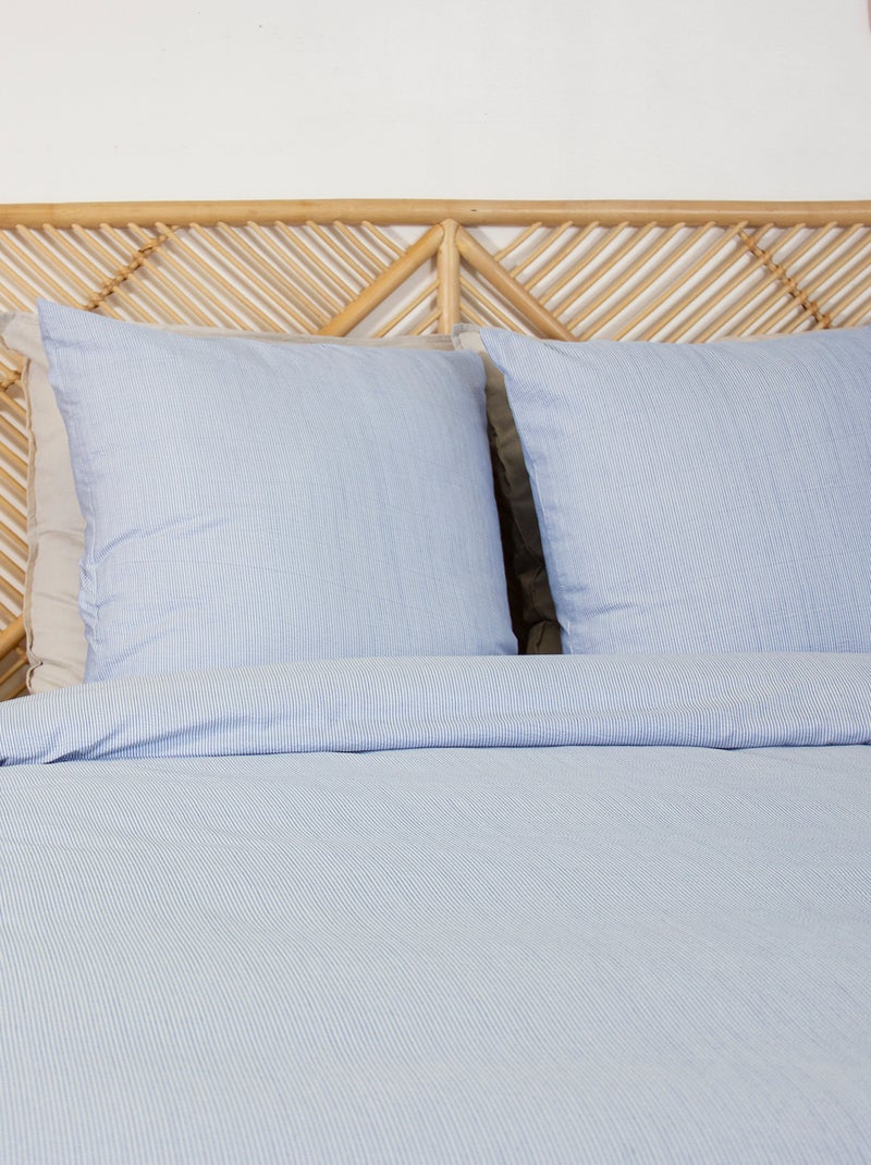Parure de lit 2 personnes 3 pièces - Housse de couette + 2 taies d'oreiller Bleu - Kiabi