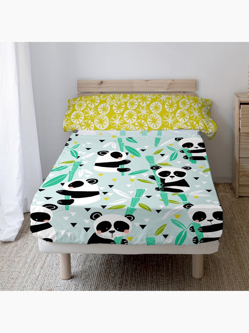 Parure de lit 2 pi?ces Panda garden blue "Happyfriday" Bleu - Kiabi