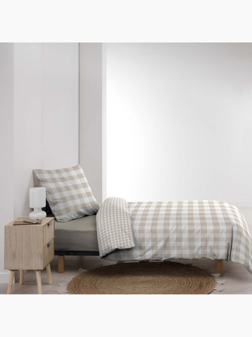 Parure de lit 2 pièces 100 % coton imprimé à carreaux housse + taie - Kiabi