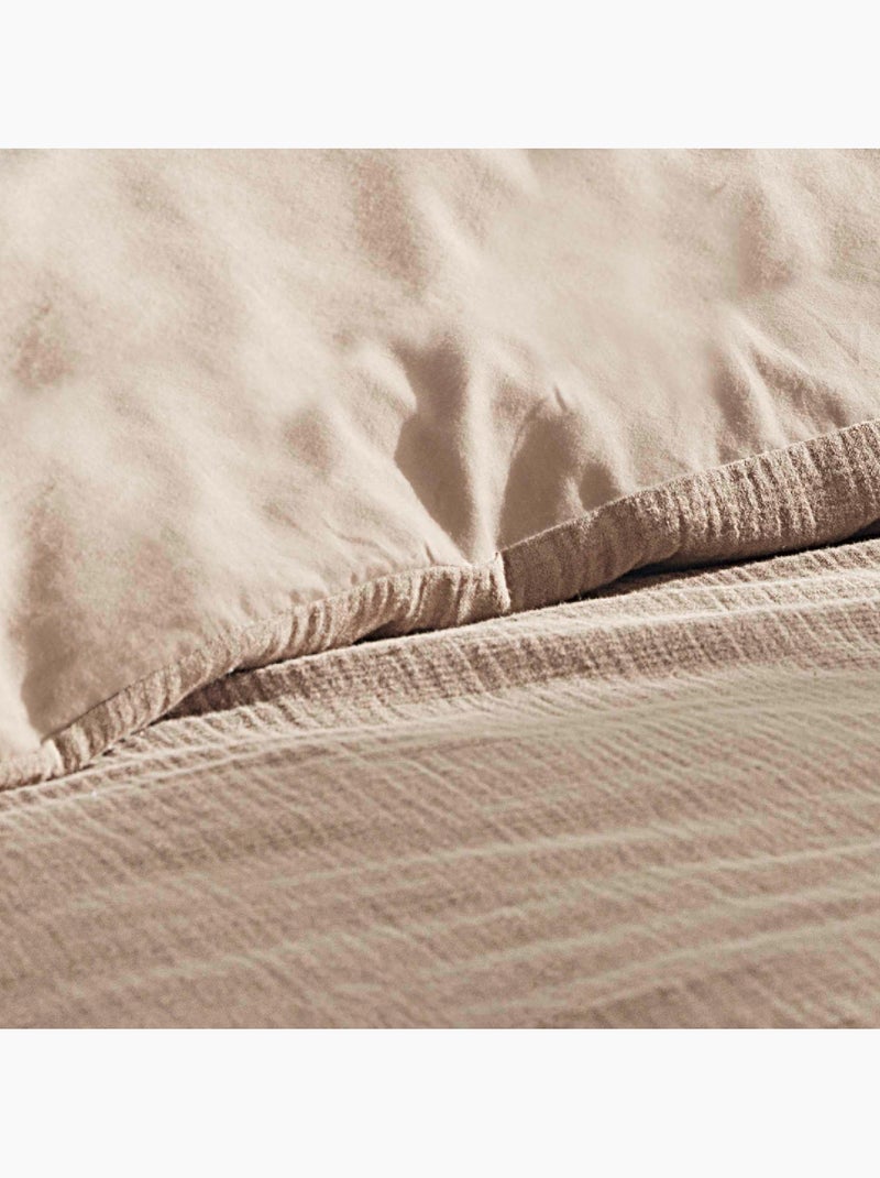 Parure de Lit 2 Pièces Angélia en Gaze de Coton Beige sable - Kiabi