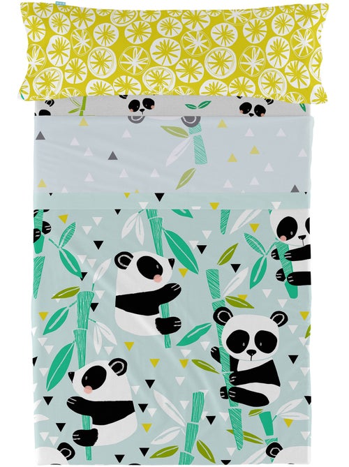 Parure de lit 2 pièces Panda garden blue "Happyfriday" - Kiabi Parure de lit 2 pièces Panda garden blue "Happyfriday" - Kiabi