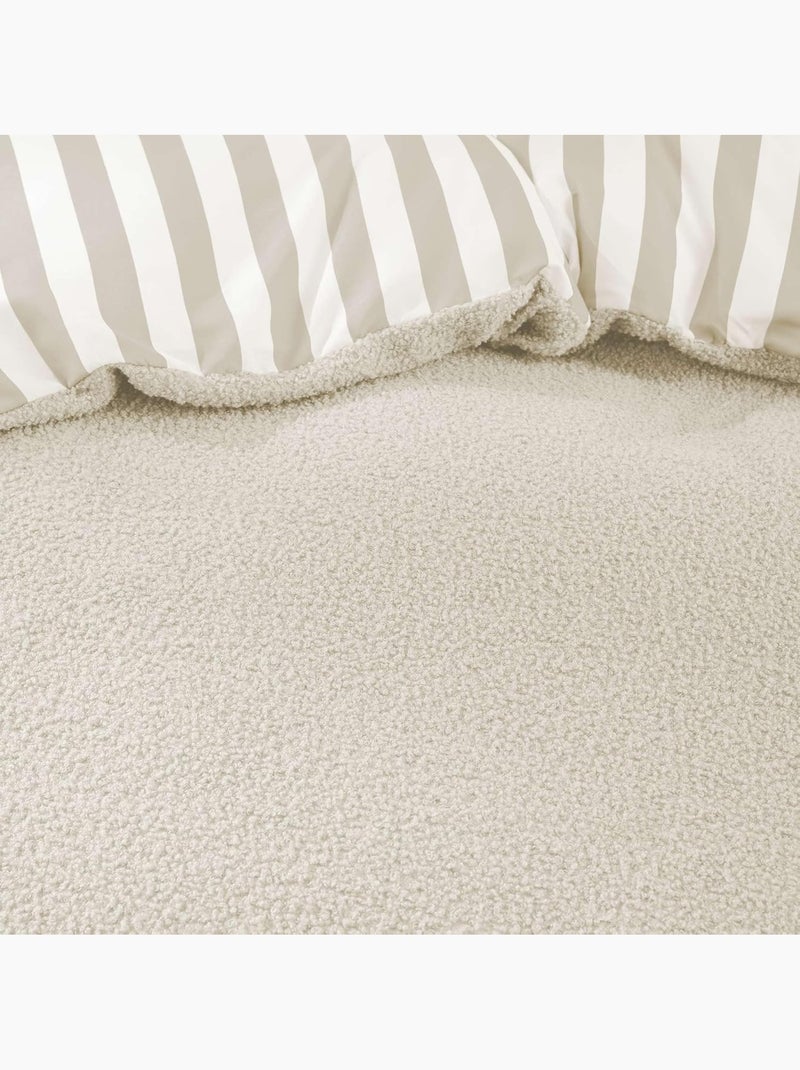 Parure de lit 2 pièces pilou revers carreaux housse + taie Beige grès - Kiabi
