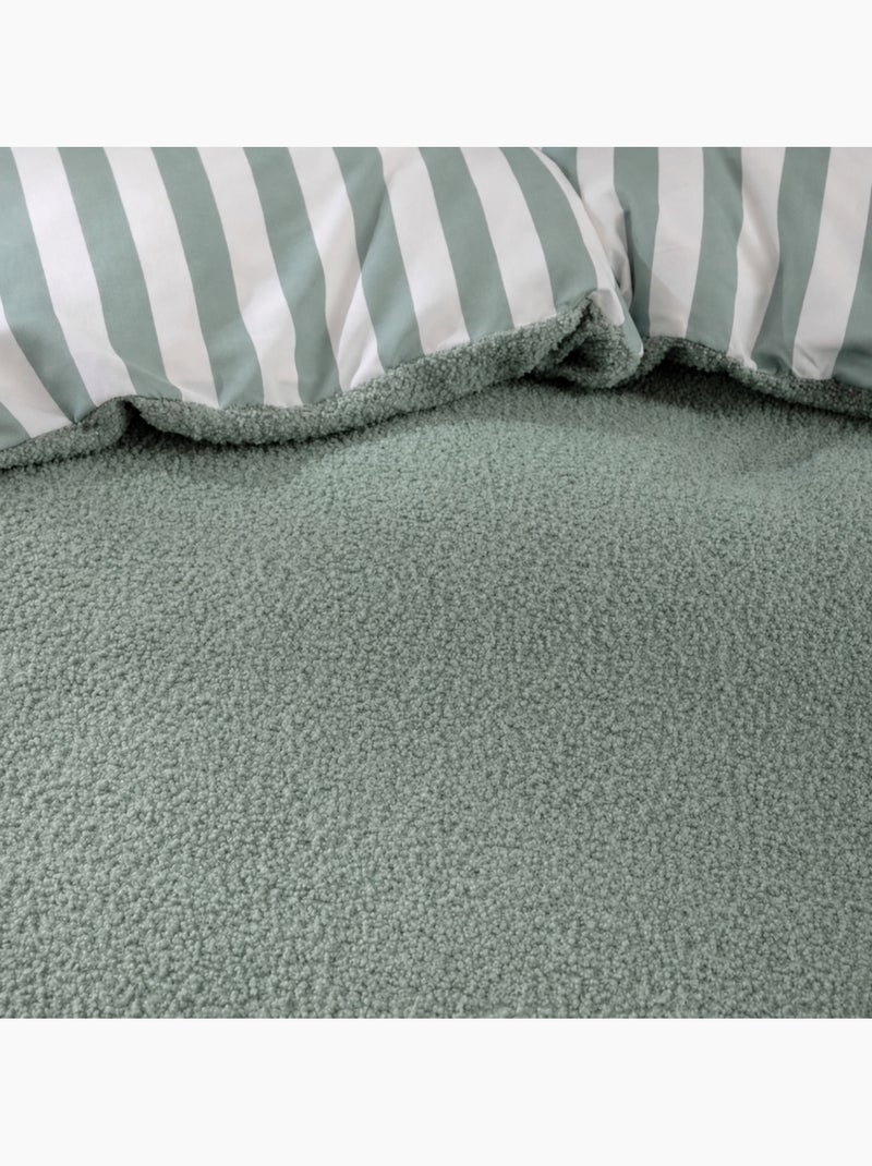 Parure de lit 2 pièces pilou revers carreaux housse + taie Vert - Kiabi