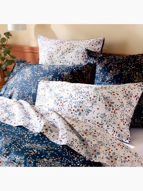 Parure de lit 2 pièces satin de coton 110 fils floral housse + taie - Kiabi