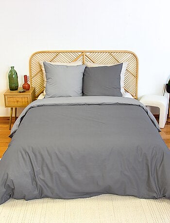 Parure de lit + 2 taies d'oreiller en coton uni 240x220 - 260x240