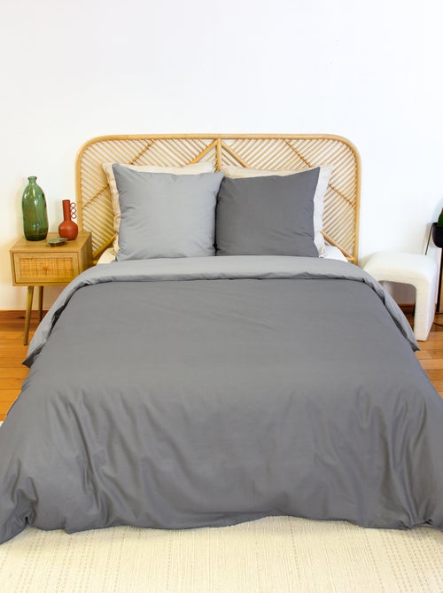 Parure de lit + 2 taies d'oreiller en coton uni 240x220 - 260x240 - Kiabi