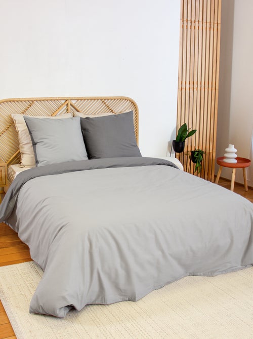 Parure de lit + 2 taies d'oreiller en coton uni 240x220 - 260x240 - Kiabi